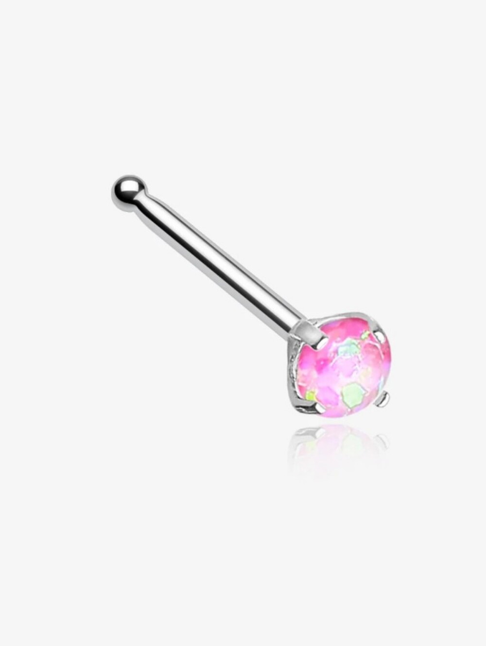 Nose Stud with Pink Opal Sparkle
